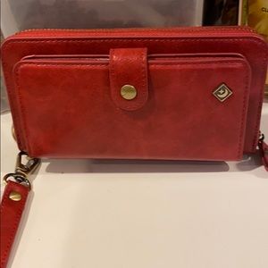 SOLD: Red Leather Wallet/Clutch for iPhone XS Max.